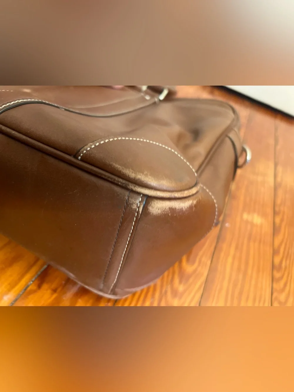 Coach 70633 Brown Leather Briefcase Laptop Messenger Bag w/ Strap